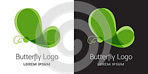 Colorful green butterfly logo template.