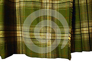 Colorful green, cream, ochre tartan kilt by Mairi Macintyre Scotland