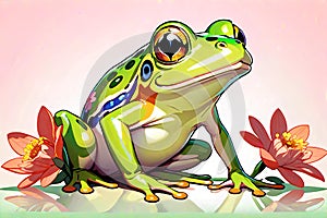 Colorful Green Frog animal amphibian hopper