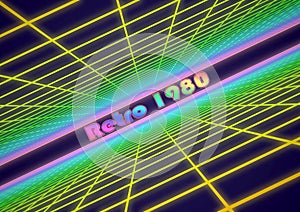 Colorful grid background with text Retro 1980