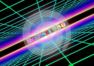 Colorful grid background with text Retro 1980