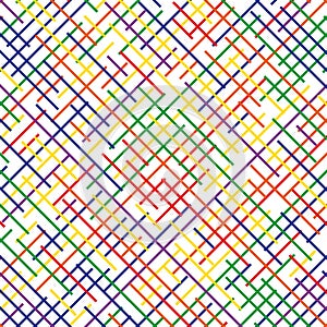 Colorful grid pattern. Abstract line texture. Dynamic geometric design. Vector weave background