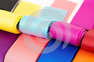 Colorful grosgrain ribbons photo