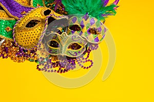 Colorful group of Mardi Gras or venetian masks