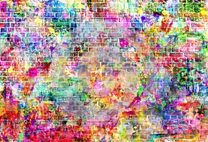 Colorful grunge art wall illustration, urban art wallpaper, background