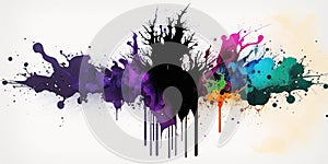 Colorful grunge splat abstract inkblot background. Paint splatter drip painting.