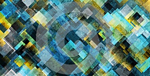 Colorful grunge squares abstract geometric mosaic background