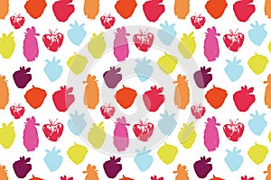 Colorful grunge strawberry seamless pattern. Hand drawn fruit or berry