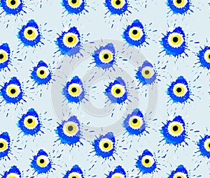 Colorful grunge Turkish Nazar Boncugu or Evil Eye amulets seamless pattern. Believed that it protects against evil eye photo