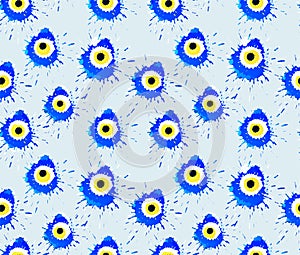 Colorful grunge Turkish Nazar Boncugu or Evil Eye amulets seamless pattern. Believed that it protects against evil eye