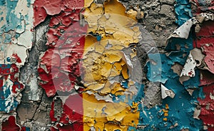 colorful grunge wall with cracks and scrathes, old dirty surface, creative background
