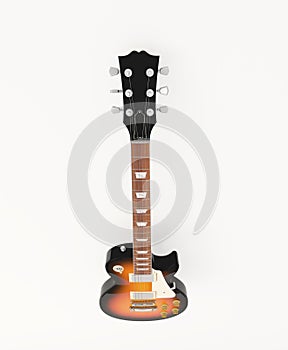 Colorful guitar viewed from above on abstract white background, , ideal for guitar addicts