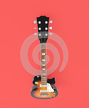 Colorful guitar viewed from above on abstract white background, , ideal for guitar addicts