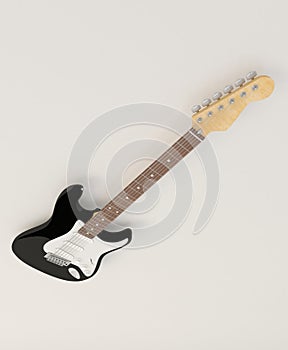 Colorful guitar viewed from above on abstract white background, , ideal for guitar addicts