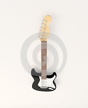 Colorful guitar viewed from above on abstract white background, , ideal for guitar addicts