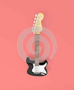 Colorful guitar viewed from above on abstract white background, , ideal for guitar addicts