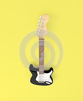 Colorful guitar viewed from above on abstract white background, , ideal for guitar addicts