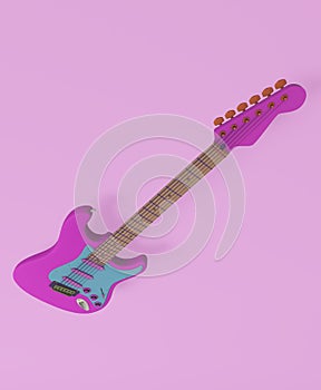 Colorful guitar viewed from above on abstract white background, , ideal for guitar addicts