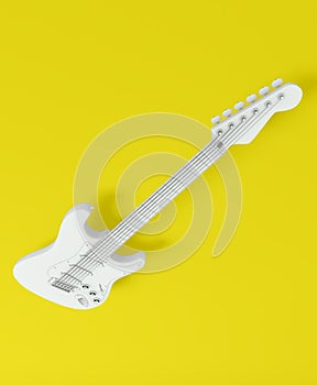 Colorful guitar viewed from above on abstract white background, , ideal for guitar addicts