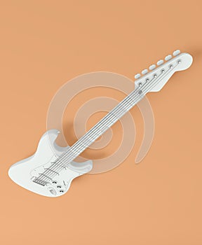 Colorful guitar viewed from above on abstract white background, , ideal for guitar addicts