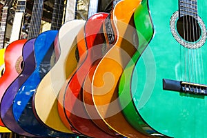 Colorful guitars on the Istanbul Grand Bazaar.