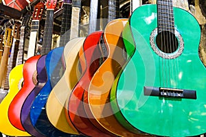 Colorful guitars on the Istanbul Grand Bazaar.