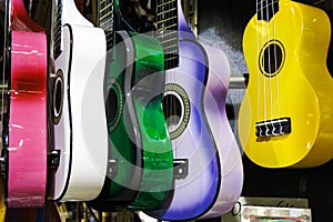 Colorful guitars on the Istanbul Grand Bazaar.