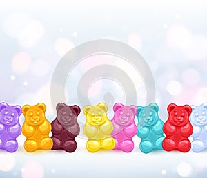 Colorful gummy bears candies background. photo