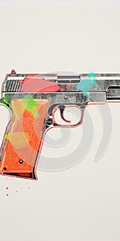Colorful Gun Art: A Fusion Of Etching, Pop Art, And Photorealism photo