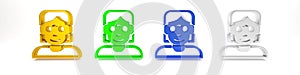 Colorful Hacker or coder icon isolated on white background. Programmer developer working on code, coding, testing