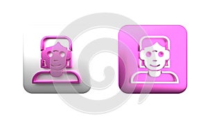 Colorful Hacker or coder icon isolated on white background. Programmer developer working on code, coding, testing