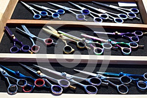 Colorful hairdressing scissors titanium professional