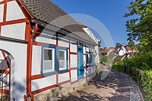 Colorful half timbered house in historic city Warburg