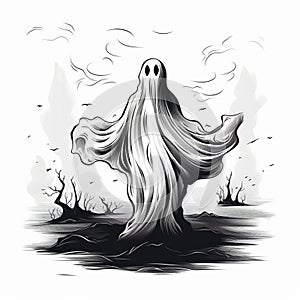 Colorful Halloween Ghost Vector Art