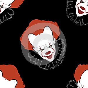 Colorful halloween pattern with scary clowns.Vector holiday background.Textile texture photo