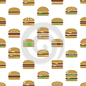 Colorful hamburgers types fast food modern simple icons seamless pattern eps10