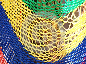 Colorful of hammock made from nylon close up