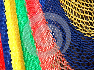 Colorful of hammock made from nylon close up