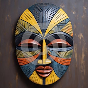 Colorful Hand Carved African Mask A Sculpture Inspired By Ugandan Wood