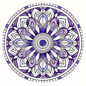 Colorful Hand-colored Round Pattern With Flower