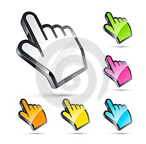 Colorful hand cursors
