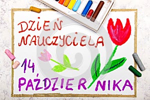 Colorful hand drawing: Polish Teacher`s Day card