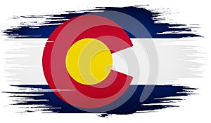 colorful hand-drawn brush strokes painted flag of Colorado state, USA. template for banner, card, advertising , ads, TV commercial