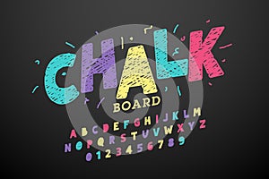 Colorful hand drawn chalk font photo