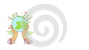 Colorful Hand-drawn Earth Healing Motion Graphic on a White Background