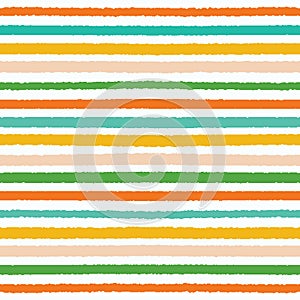 Colorful hand drawn horizontal stripes pattern. Seamless vector background. Uneven wonky textured lines. Organic classic abstract
