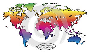 Colorful Hand Drawn Map of the World