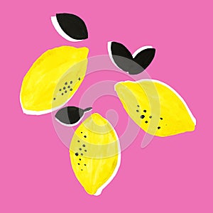 Colorful hand drawn modern lemons