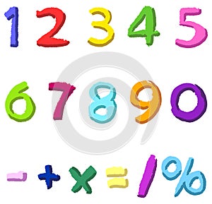 Colorful hand drawn numbers