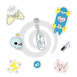 Colorful hand drawn patches vector set. Part three.